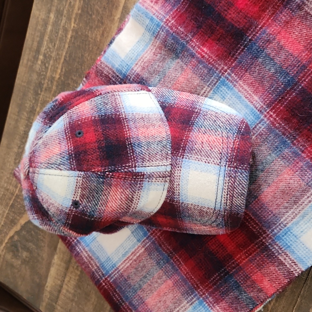 Pendleton X Gap Brushed Wool Blend Red Plaid Scarf and Cap